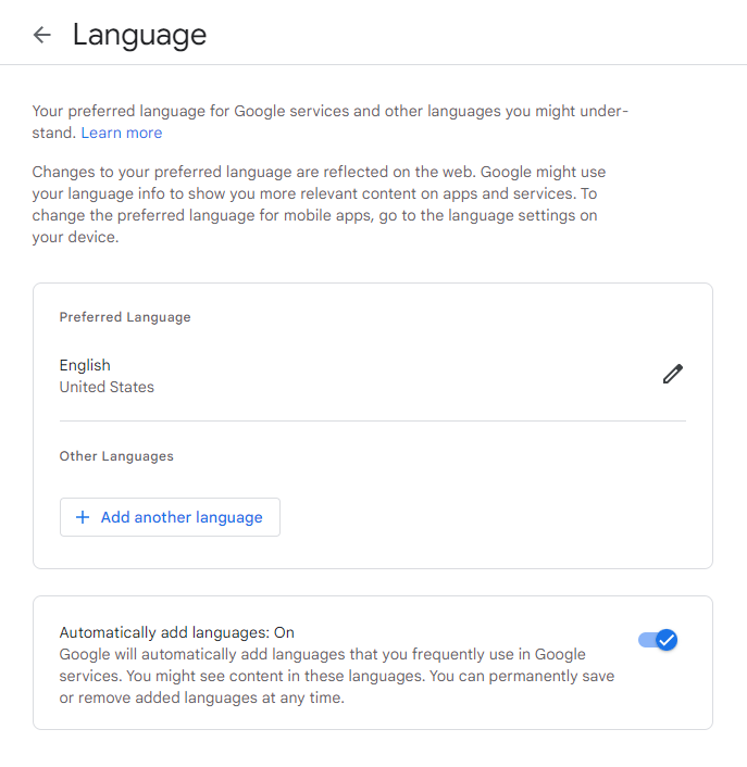 Adding Languages to your Google Account