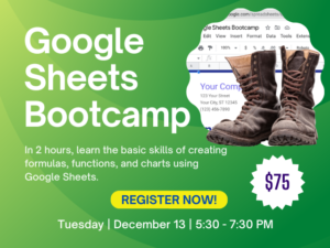 Google Sheets Bootcamp Dec 13 2022